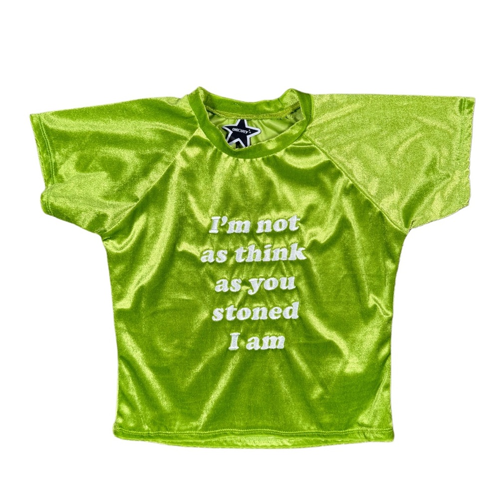 RARE Bright Green Velvet Omighty Graphic T-Shirt